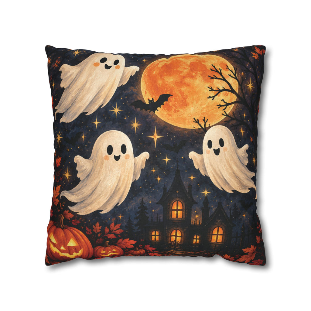Moonlit Ghosts Halloween pillow cover with double-sided spooky design