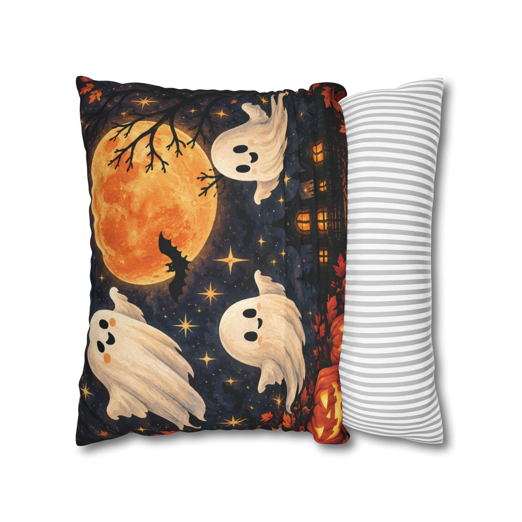 Moonlit Ghosts Halloween pillow cover with double-sided spooky design