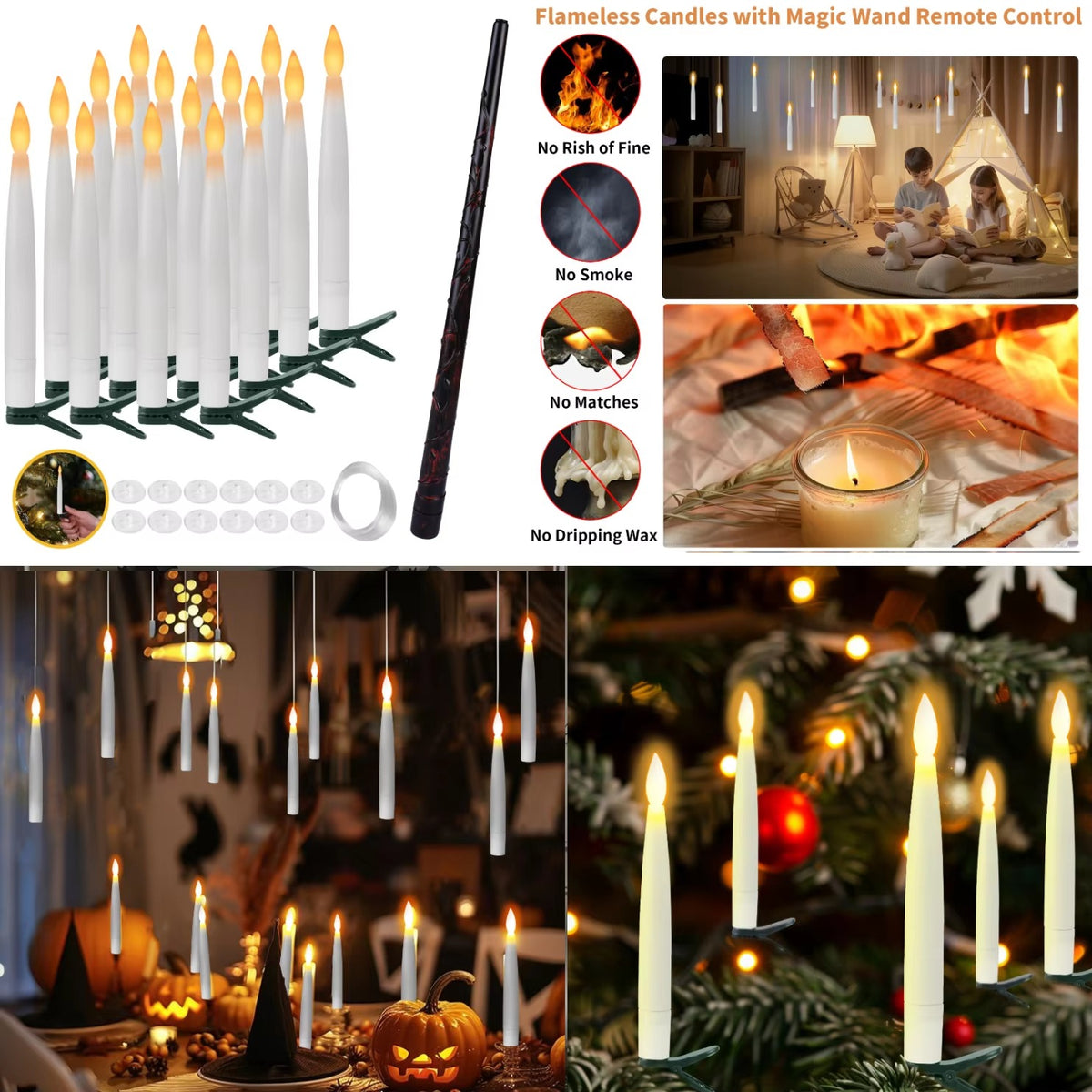 Floating LED candles arranged for indoor seasonal decor