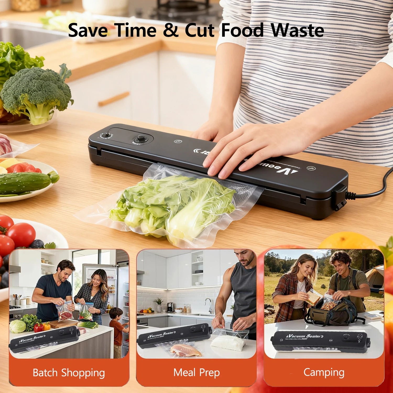 Vacuum Sealer Food Sealing Powerful Home Vacuum Automatic Packaging Machine Food Preservation Food Vacuum Sealing Machine