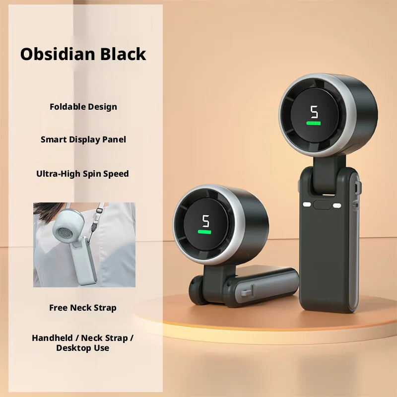Portable Mini Turbo Fan | 199-Speed AI Chip | Smart LED Display | USB Rechargeable