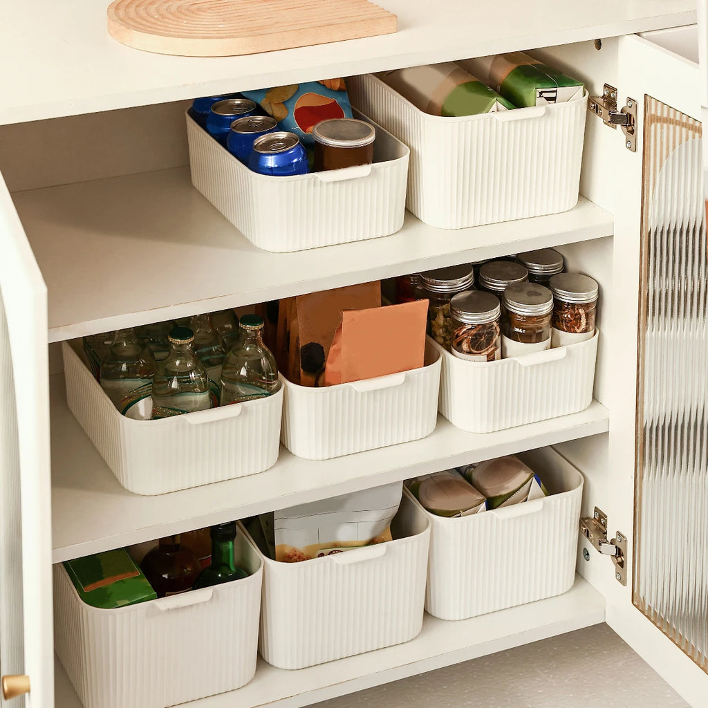 WORTHBUY Cabinet Plastic Storage Box Kitchen Organizer Box Cupboard Desktop Storage Basket Seasoning Bottle Snack Storage Case