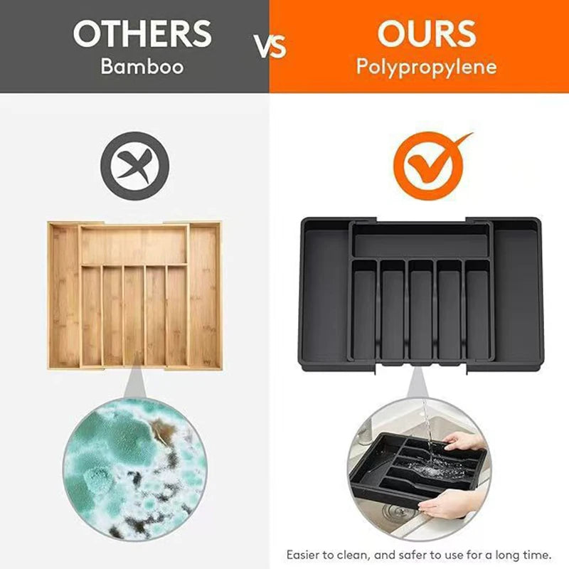 Expandable Kitchen Drawer Organizer — Adjustable Silverware & Utensil Tray