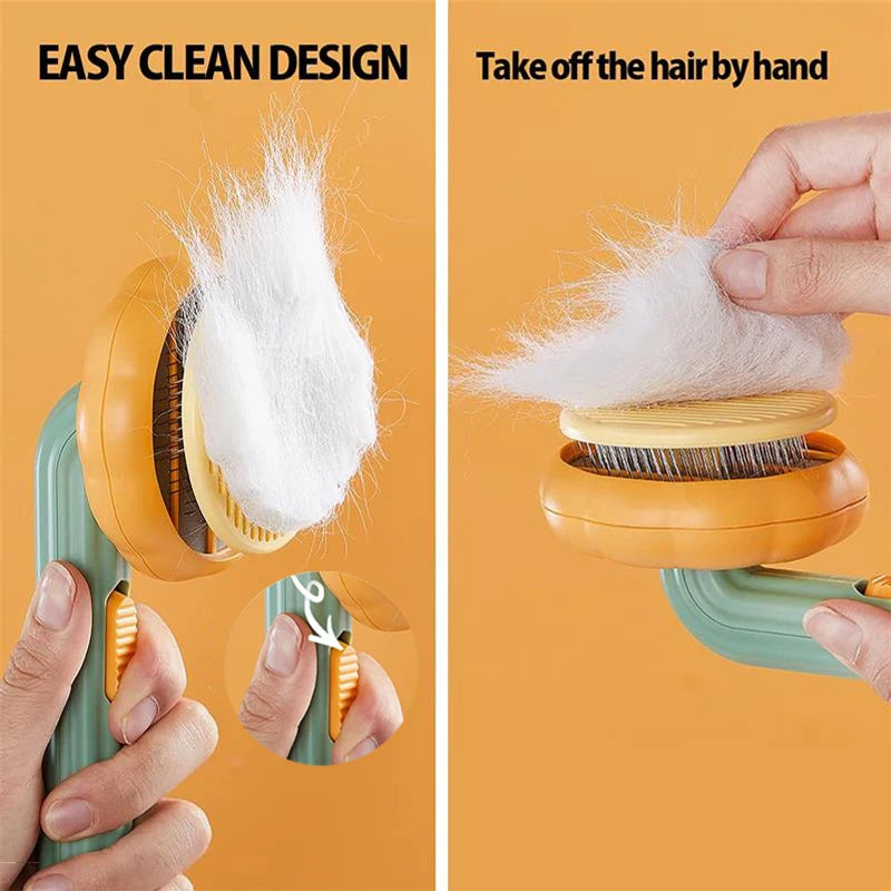 Pumpkin Self-Cleaning Grooming Brush for Happy Pets