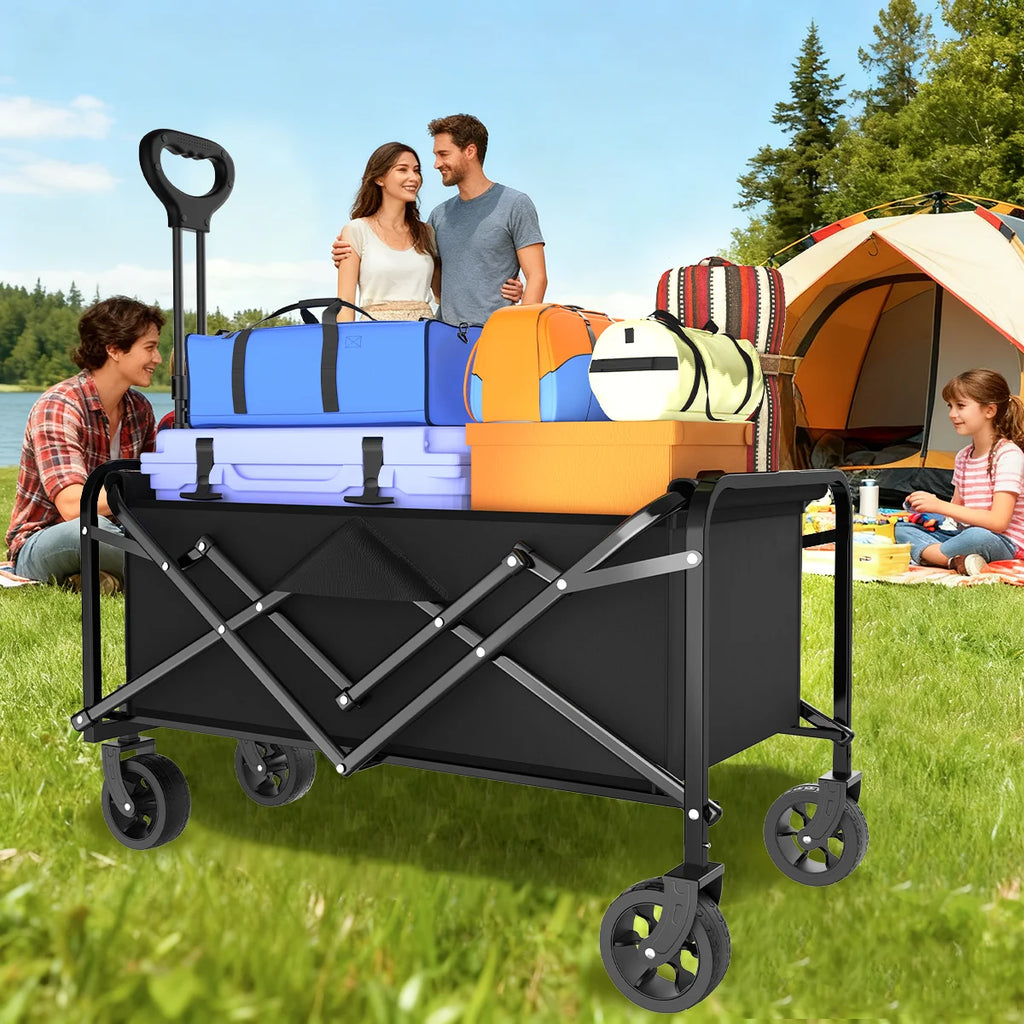 Heavy-Duty Folding Cart — Stainless Steel Frame, All-Terrain for Camping & Beach