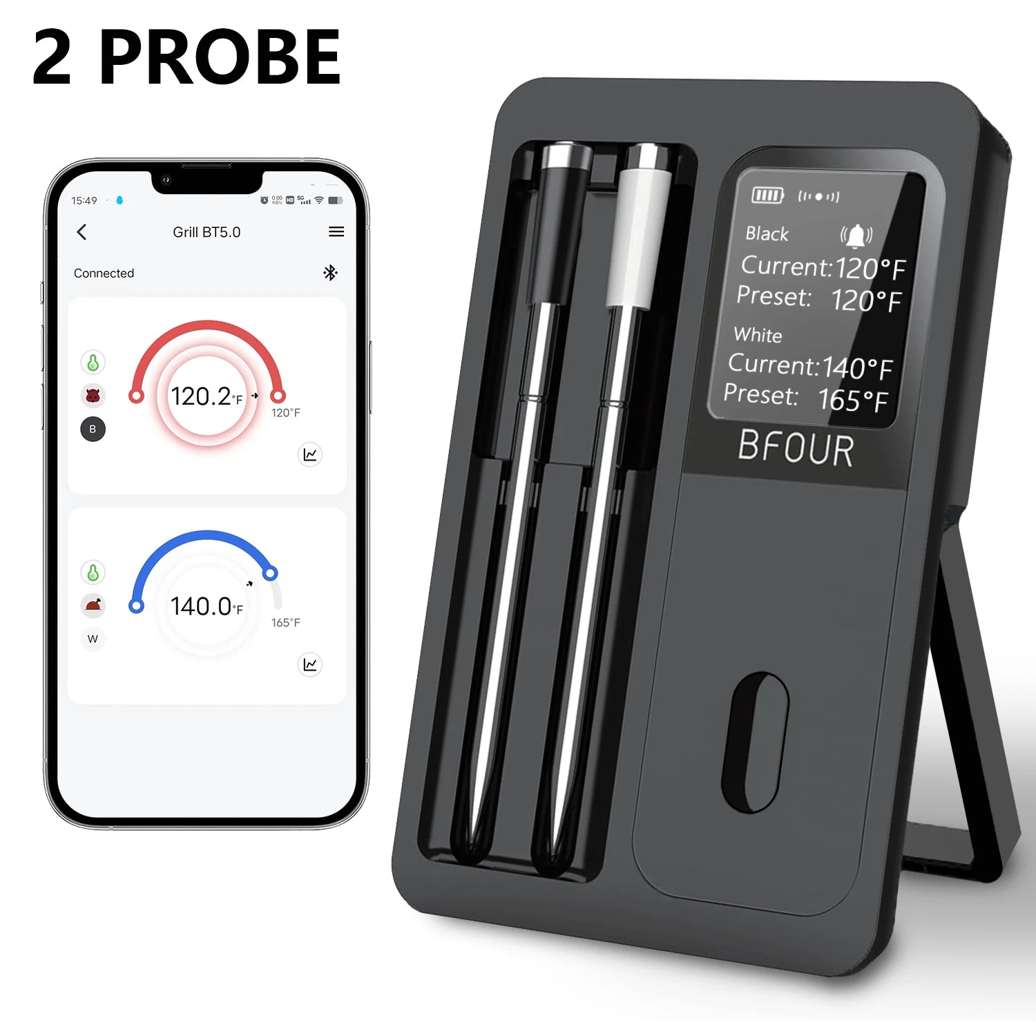 Wireless Bluetooth Meat Thermometer | IP67 Waterproof | BBQ & Oven