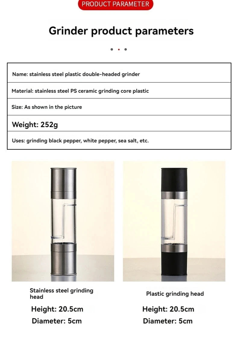 2-in-1 Salt & Pepper Grinder | Adjustable Ceramic Mill