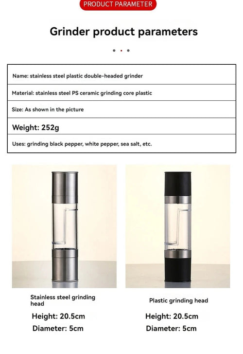 2-in-1 Salt & Pepper Grinder | Adjustable Ceramic Mill