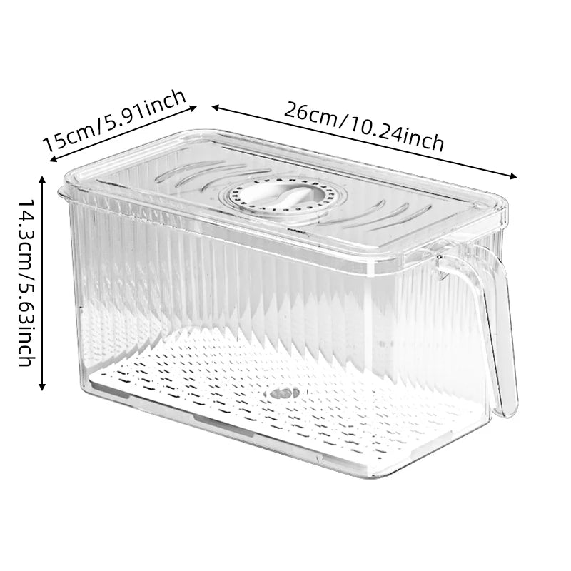 Stackable Refrigerator Storage Box with Lid, Capable of Storing Bread, Food, Vegetables, and Fruits，organizer box with handle