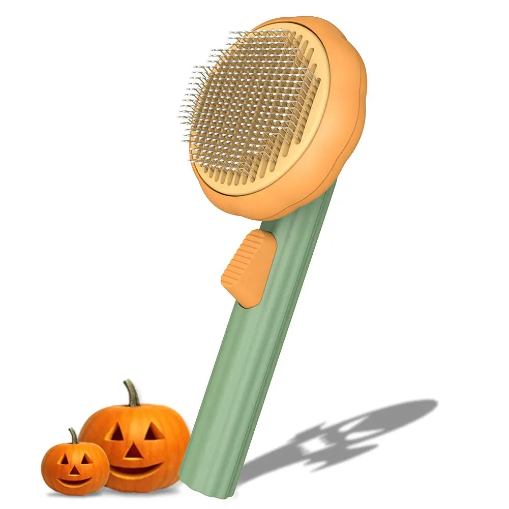 Pumpkin Self-Cleaning Grooming Brush for Happy Pets