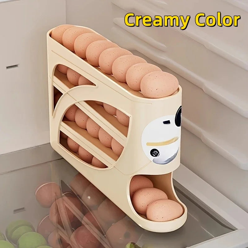 3-Tier Rolling Egg Organizer — Anti-Drop Large Capacity Refrigerator Holder