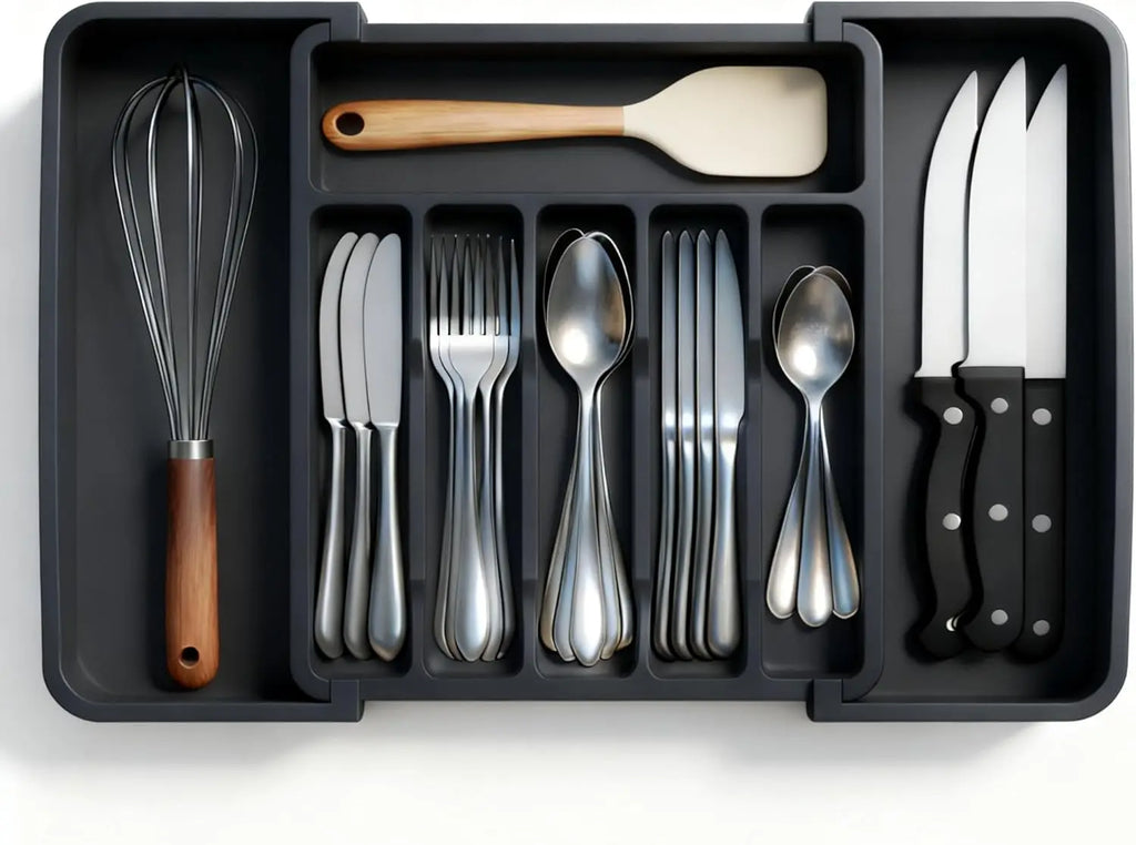 Expandable Kitchen Drawer Organizer — Adjustable Silverware & Utensil Tray