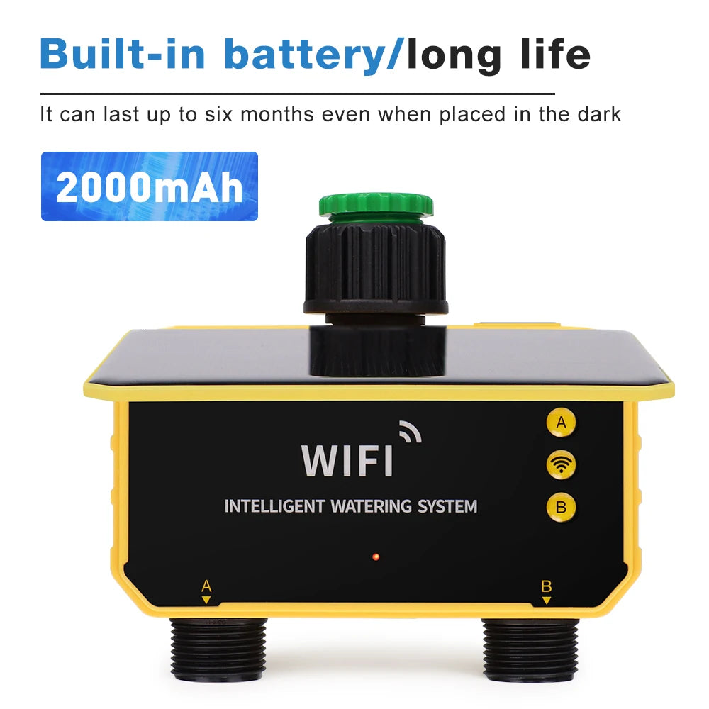 WiFi Intelligent Irrigation Watering Timer 1/2 Zone Auto Water Saving Solar Irrigation Controller Garden Lawn Plant Solar Timer
