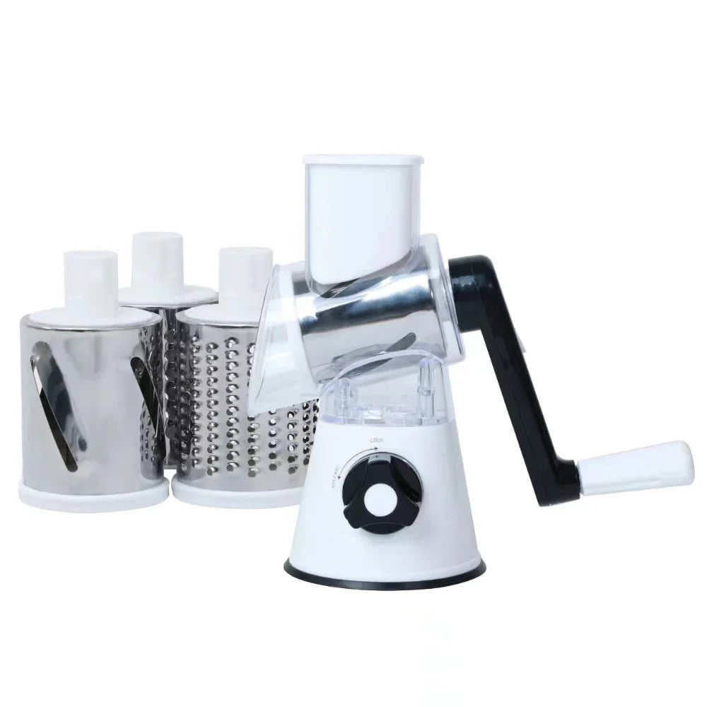 3-Drum Rotary Vegetable Cutter & Cheese Slicer | Manual