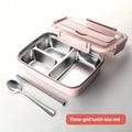 Leak-Proof Stainless Steel Bento Box — 3/4 Compartments, Easy-Clean for Office