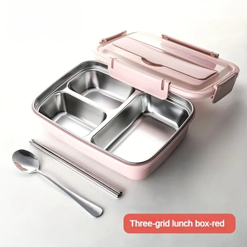 Leak-Proof Stainless Steel Bento Box — 3/4 Compartments, Easy-Clean for Office