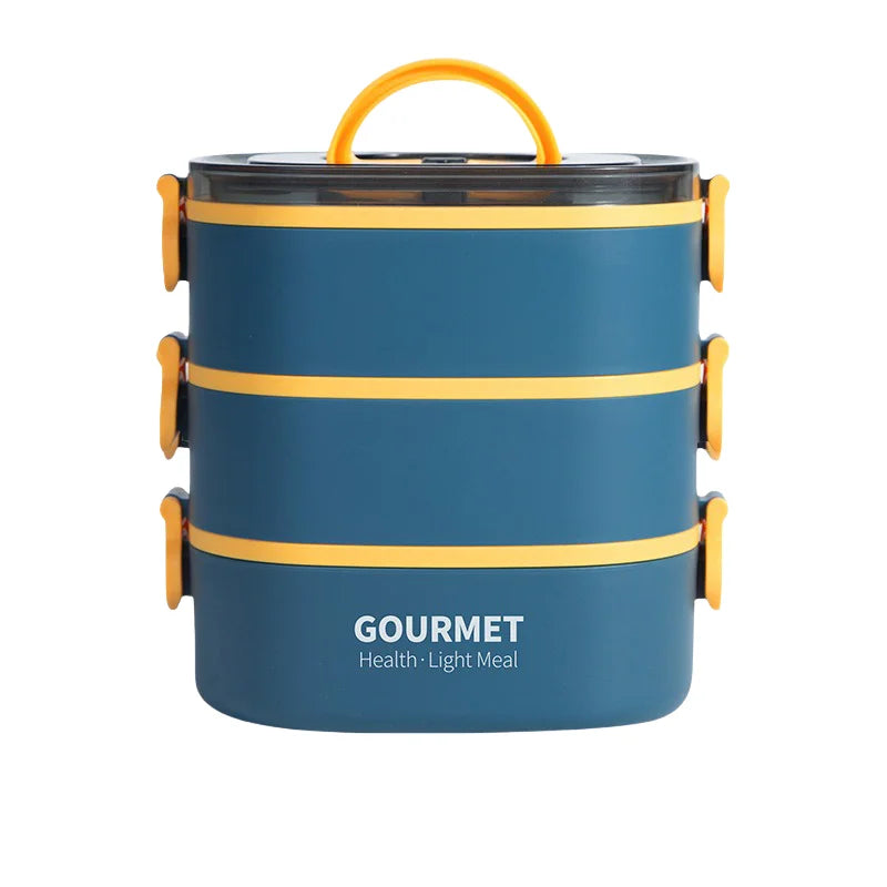 Stackable 3-Layer Bento Box 2500ml — Leak-Proof, Microwave Safe