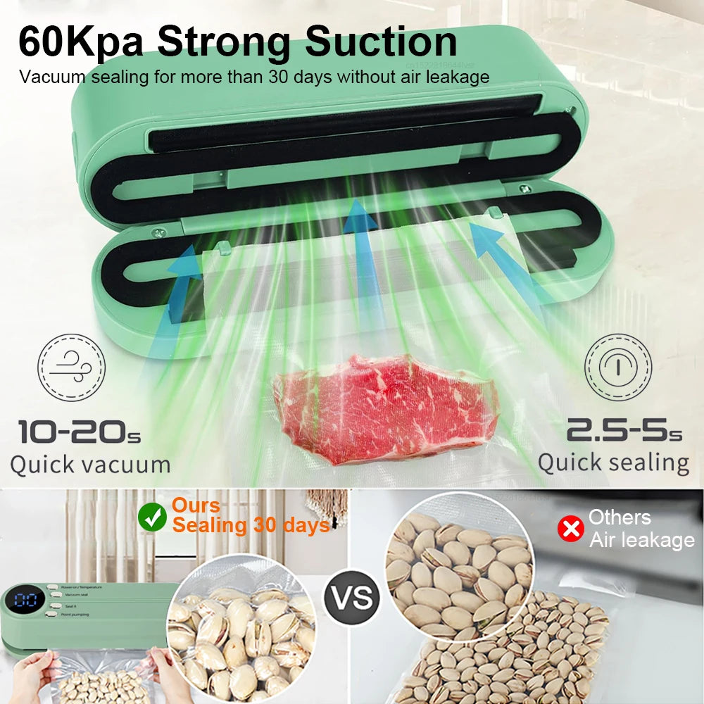 Mini Vacuum Sealing Packaging Machine Plastic Bags Sealer for Food USB Rechargeable Portable Thermal Sealer with Suction Pump