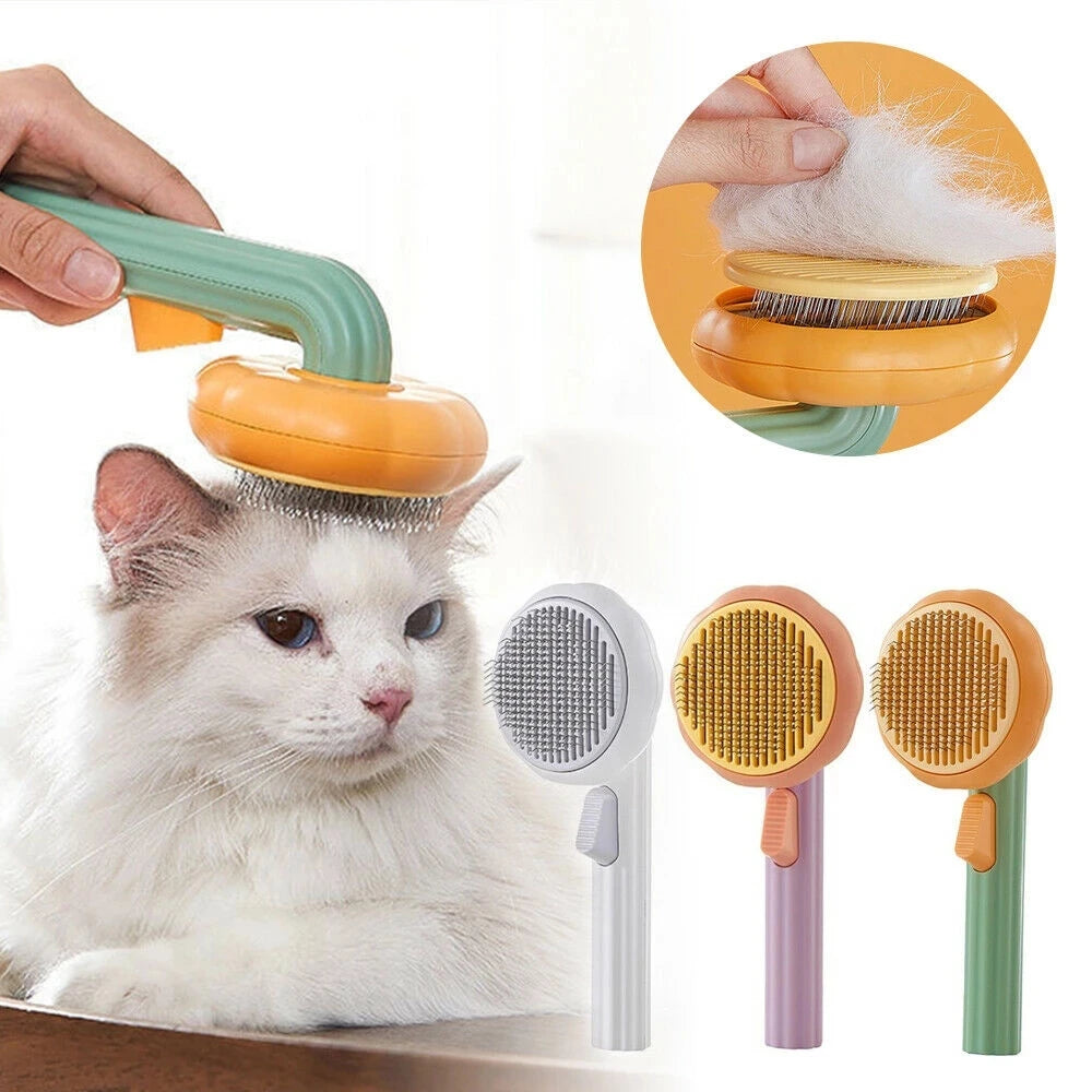 Pumpkin Self-Cleaning Grooming Brush for Happy Pets