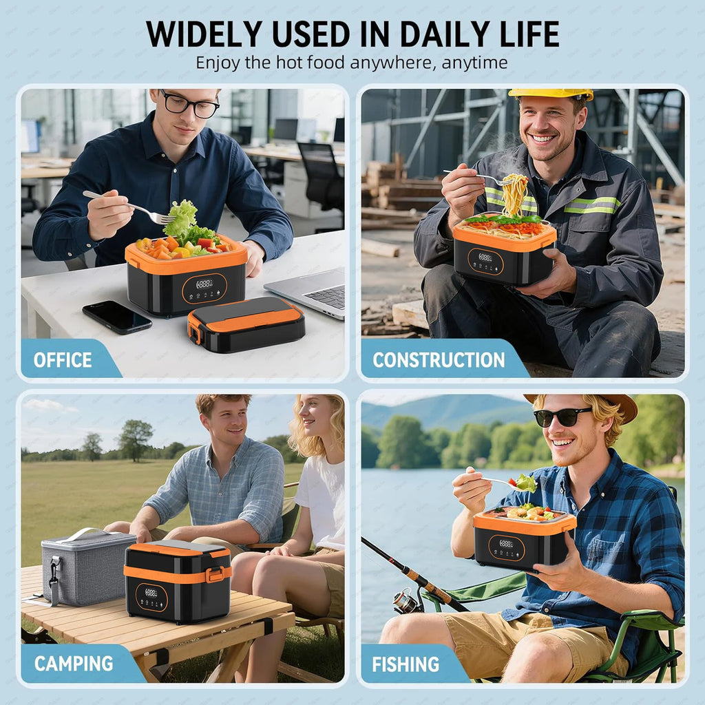Portable Wireless Electric Heated Lunch Box 1.5L — 18000mAh Battery, LED Display