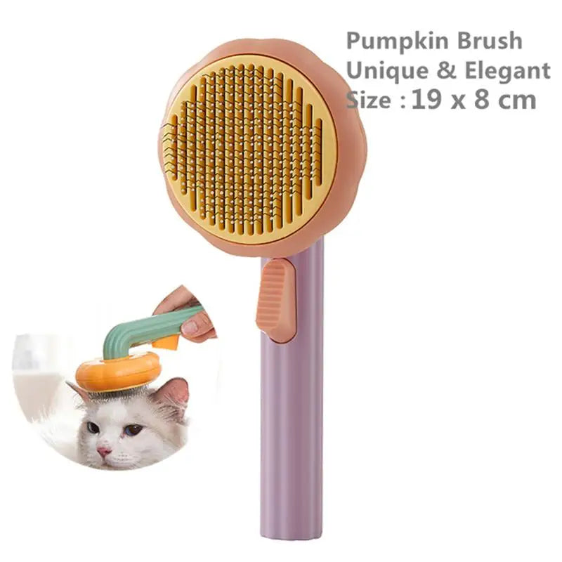 Pumpkin Self-Cleaning Grooming Brush for Happy Pets