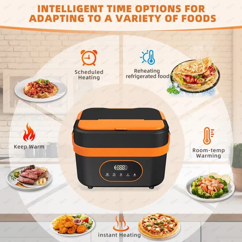 Wireless Electric Heated Lunch Box 1.5L — 18000mAh Battery, 60W Fast Heating