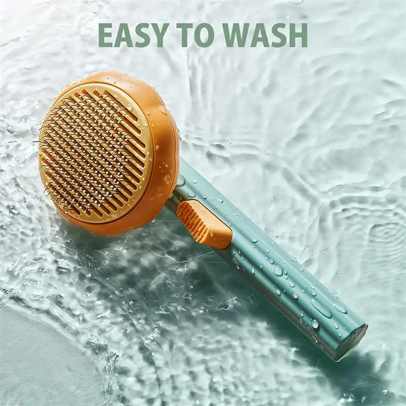 Pumpkin Self-Cleaning Grooming Brush for Happy Pets