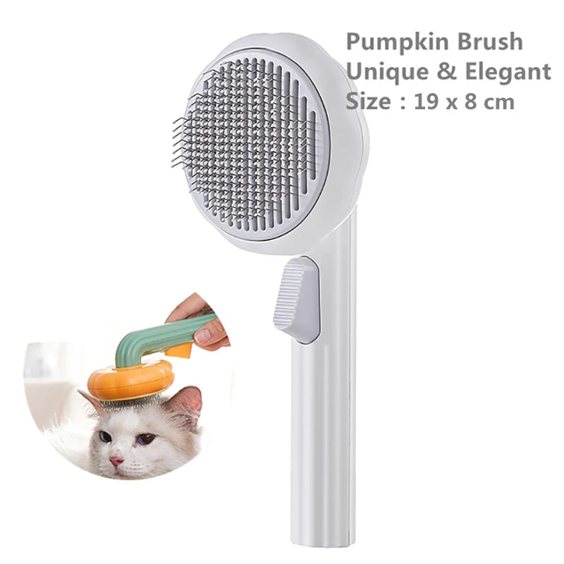 Pumpkin Self-Cleaning Grooming Brush for Happy Pets