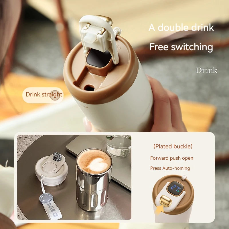 450ml Thermos Water Bottle — LED Temperature Display, Stainless Steel Travel Mug