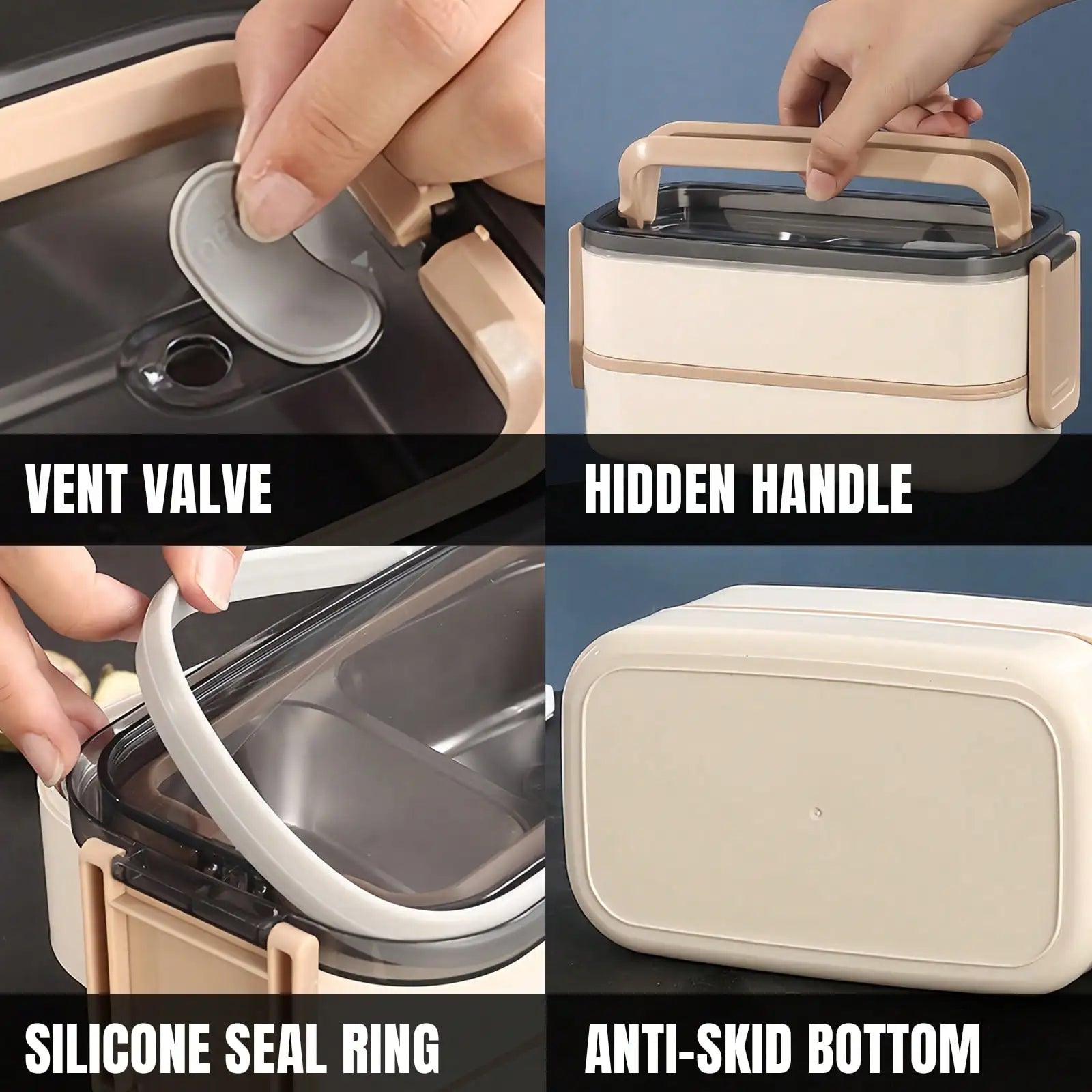 Stainless Steel 2-Layer Lunch Box — Leak-Proof Bento Box for Adults