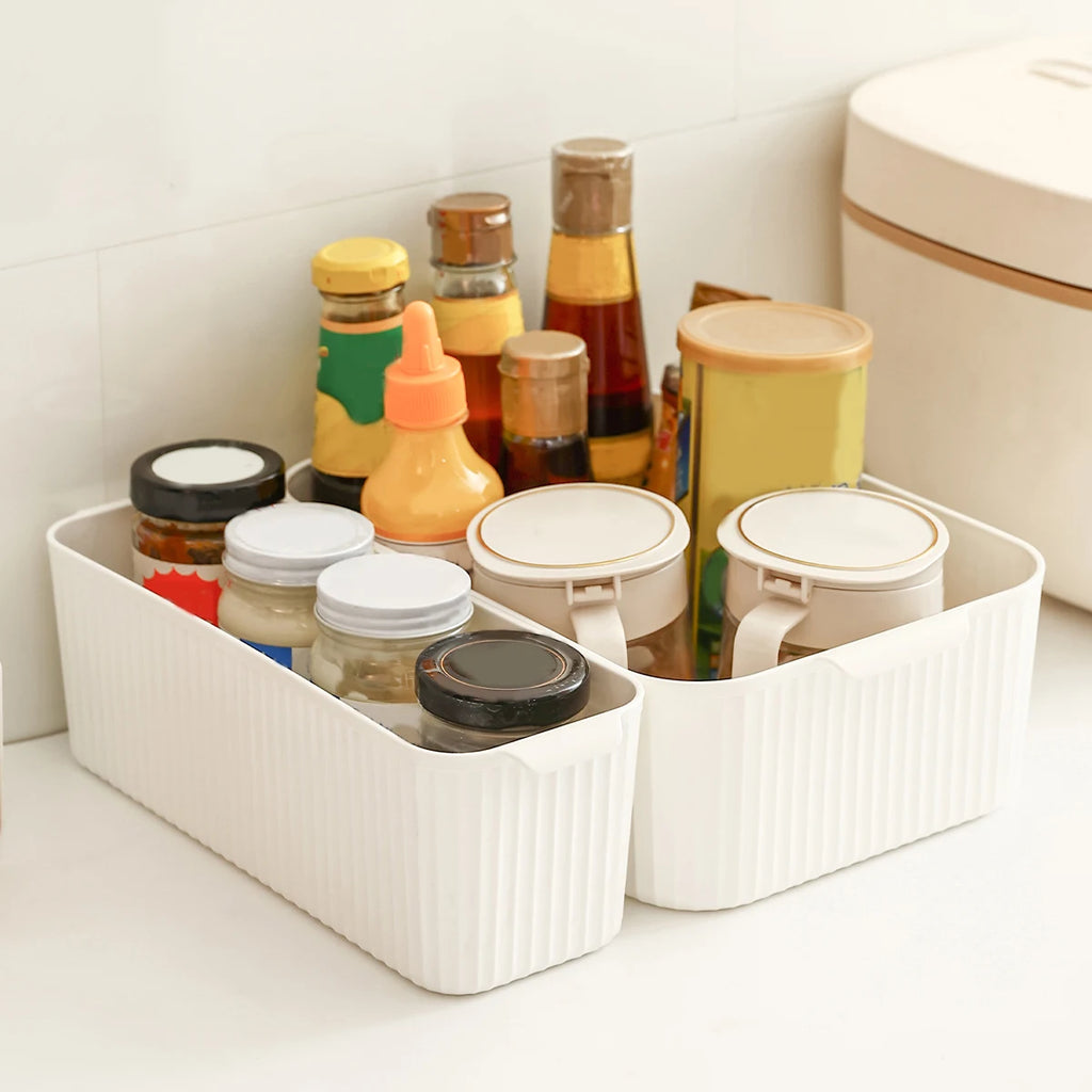 WORTHBUY Cabinet Plastic Storage Box Kitchen Organizer Box Cupboard Desktop Storage Basket Seasoning Bottle Snack Storage Case