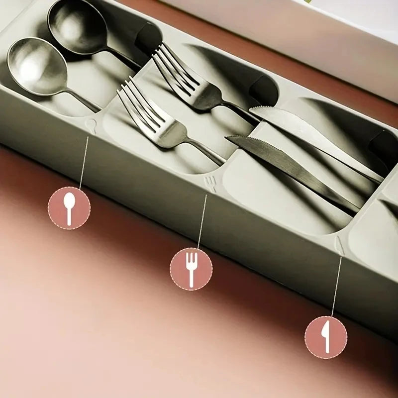 Cutlery Drawer Organizer Tray — Compartmentalized Kitchen Storage Box
