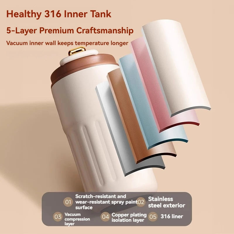 450ml Thermos Water Bottle — LED Temperature Display, Stainless Steel Travel Mug