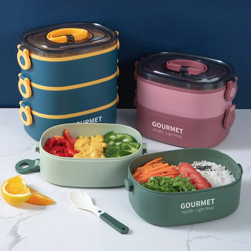 Stackable 3-Layer Bento Box 2500ml — Leak-Proof, Microwave Safe