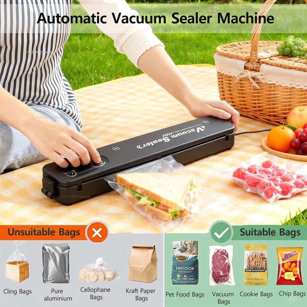 Vacuum Sealer Food Sealing Powerful Home Vacuum Automatic Packaging Machine Food Preservation Food Vacuum Sealing Machine