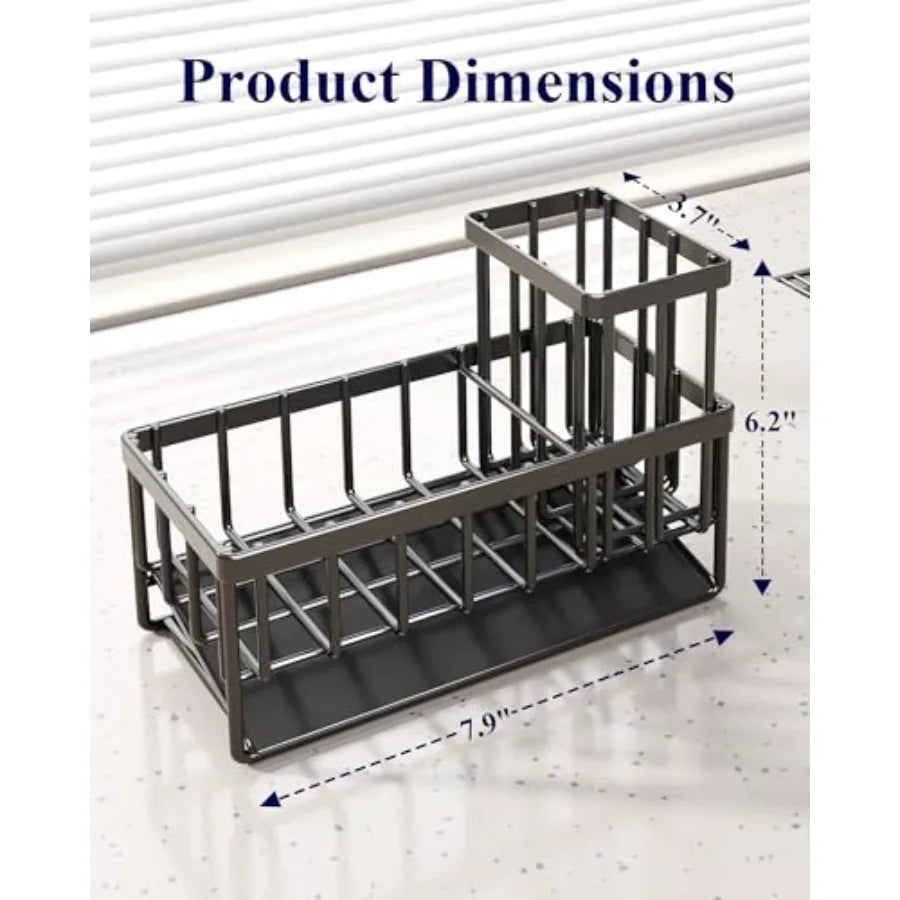 Stainless Steel Kitchen Sink Caddy — Rustproof Sponge & Brush Holder