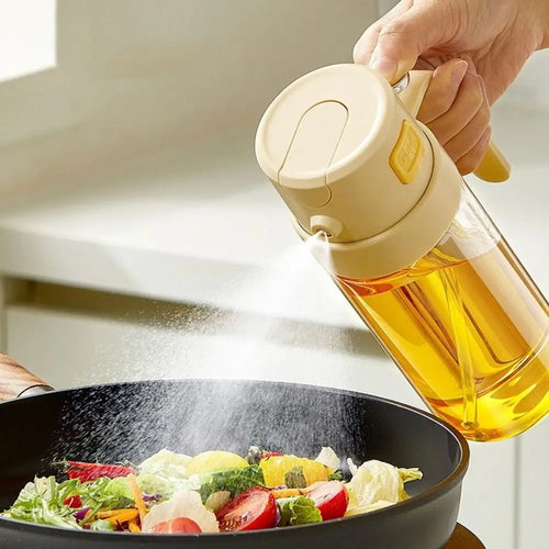 2-in-1 Glass Oil Sprayer & Dispenser 500ML | Refillable