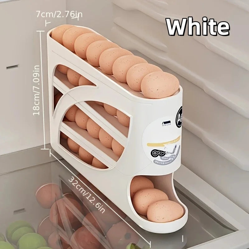 3-Tier Rolling Egg Organizer — Anti-Drop Large Capacity Refrigerator Holder