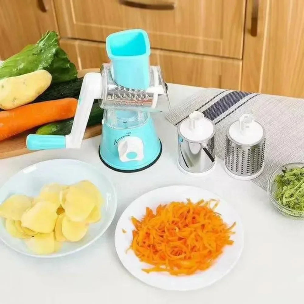 3-Drum Rotary Vegetable Cutter & Cheese Slicer | Manual