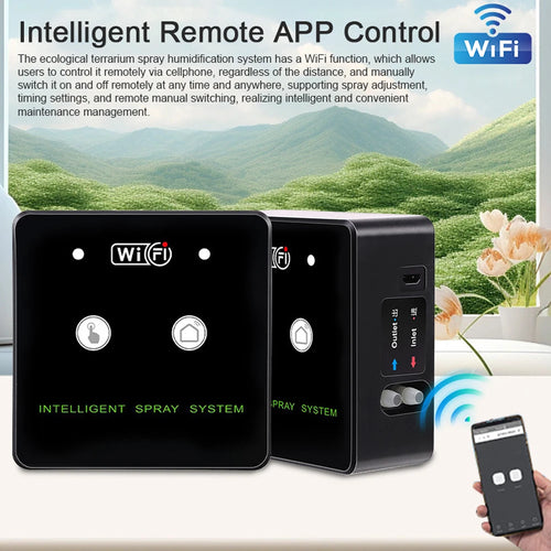 360° Rotatable Wifi Rainforest Terrarium Timed Fogging System Reptile Intelligent Humidification Spray Kit Automatic Sprayer