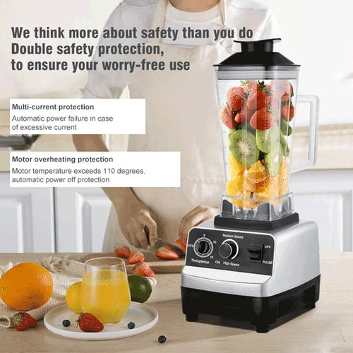 2000W Stationary Blender Heavy Duty Commercial Mixer Ice Smoothies Appliances for Kitchen Professional High Power Food Processor