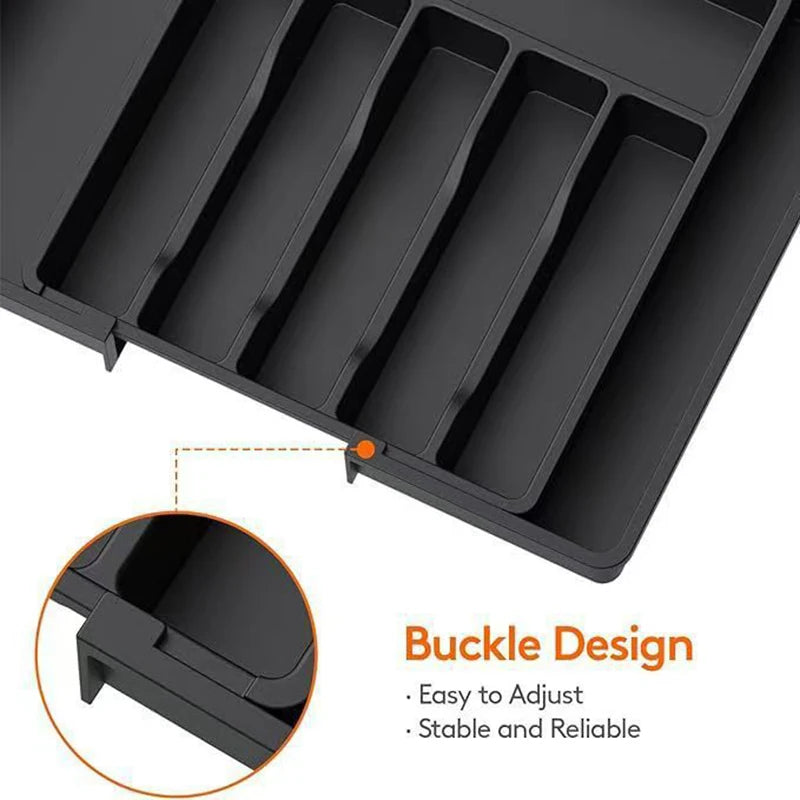 Expandable Kitchen Drawer Organizer — Adjustable Silverware & Utensil Tray