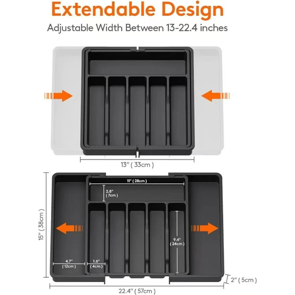Expandable Kitchen Drawer Organizer — Adjustable Silverware & Utensil Tray