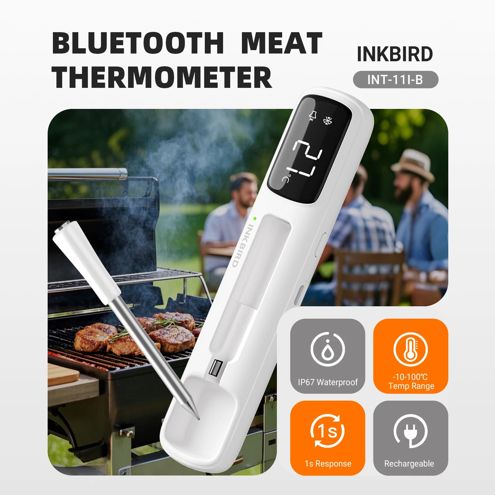 INKBIRD Mini Wireless Meat Thermometer | Bluetooth 5.4 | 1000ft Range