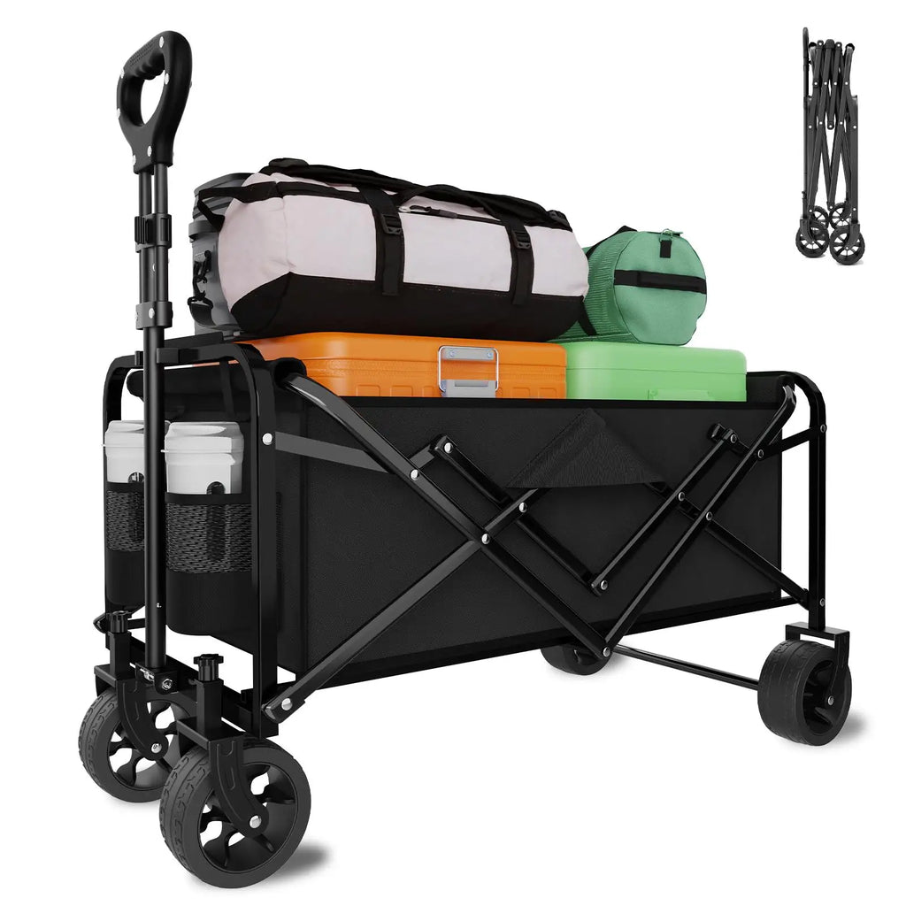 Heavy-Duty Folding Cart — Stainless Steel Frame, All-Terrain for Camping & Beach