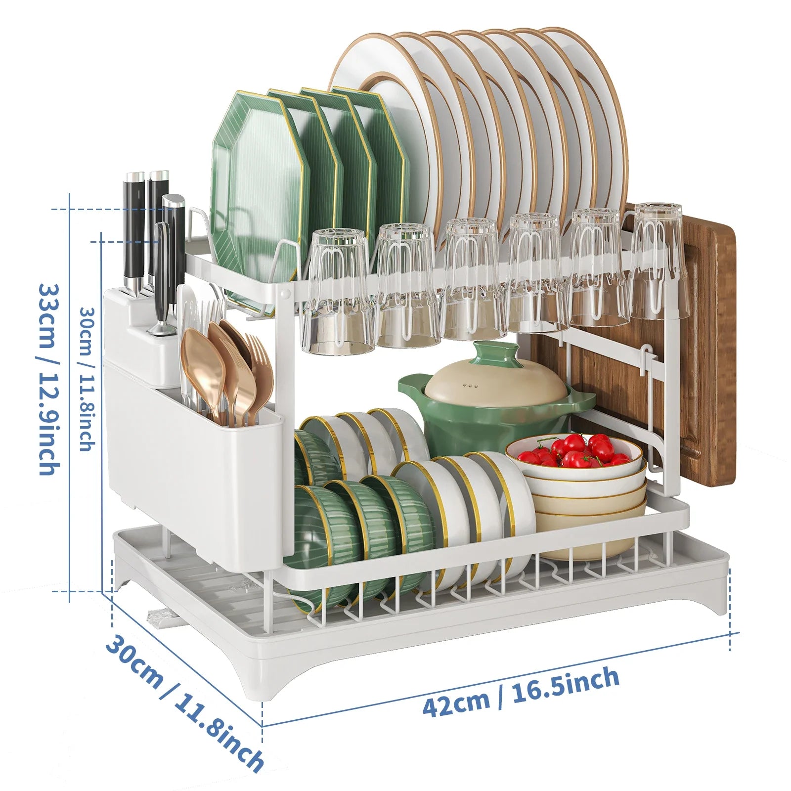 Stainless Steel 2-Tier Dish Rack — Fast-Drying Space-Efficient Kitchen Organizer