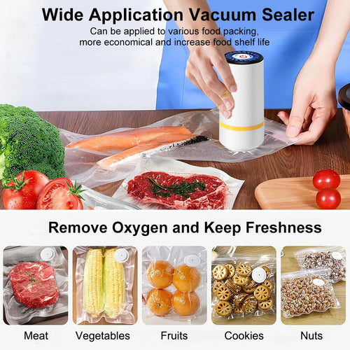 Food Vacuum Sealer Machine Electric Sealing Pump Handheld Vacuum Packing Machine for Food Rechargeable Portable Vacuum Sealer