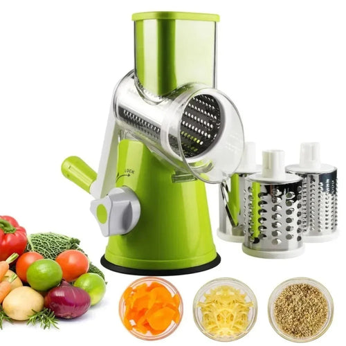 3-Drum Rotary Vegetable Cutter & Cheese Slicer | Manual