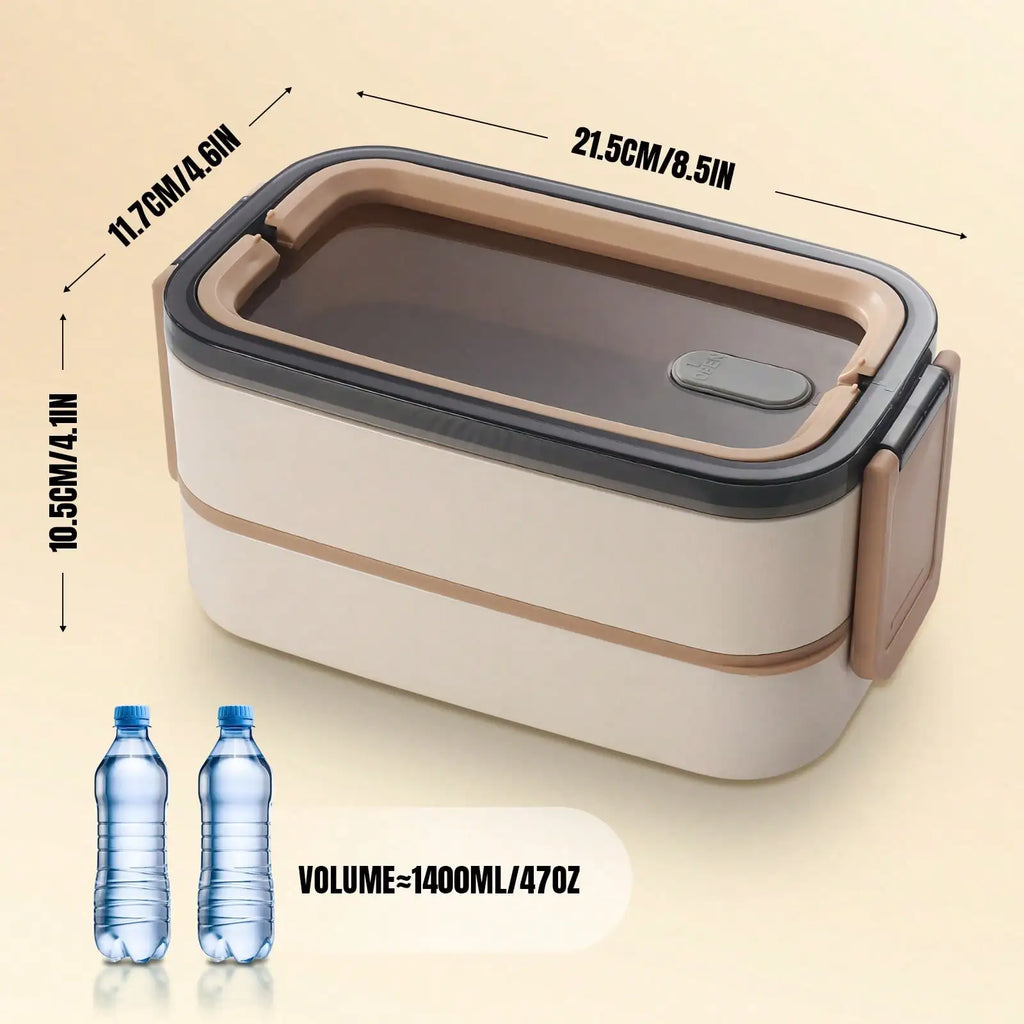 Stainless Steel 2-Layer Lunch Box — Leak-Proof Bento Box for Adults