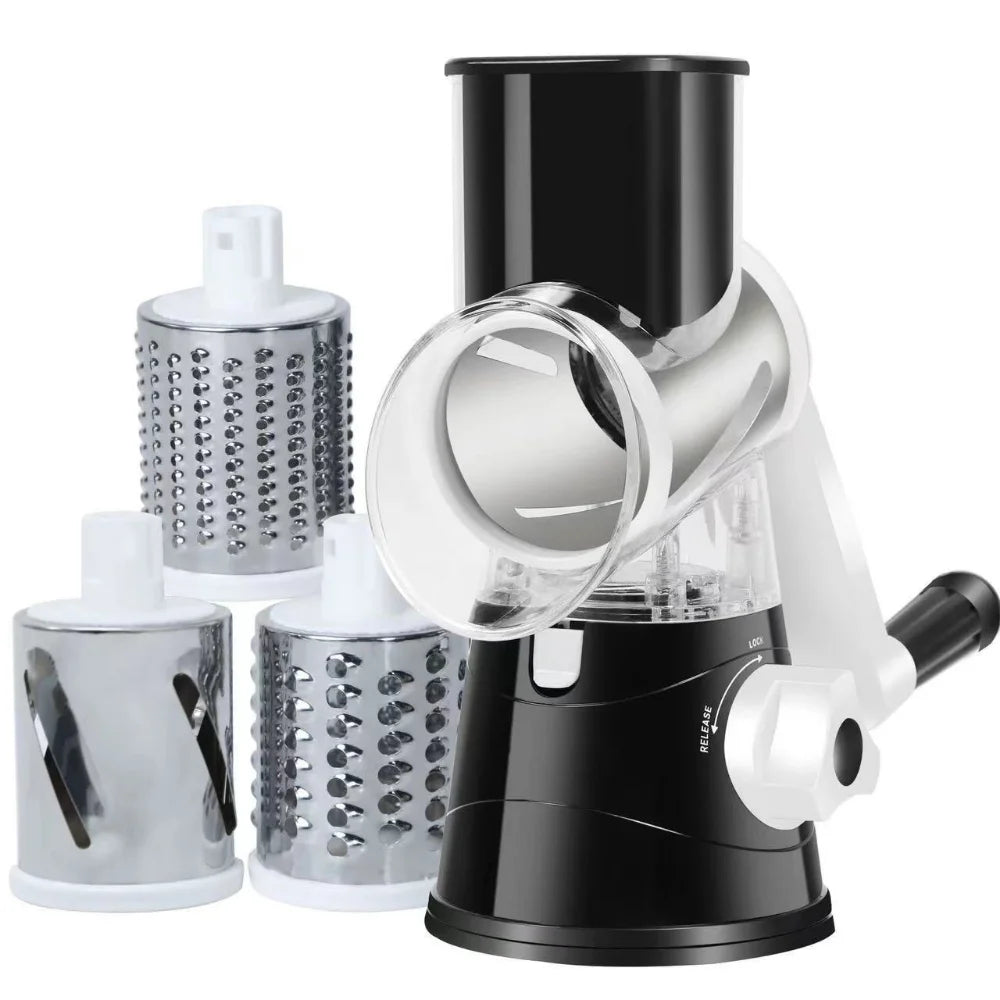 3-Drum Rotary Vegetable Cutter & Cheese Slicer | Manual